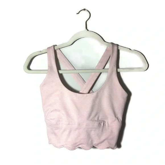 Club Monaco Light Pink Scalloped Hem Sports Bra Top Size XS - Picture 2 of 8
